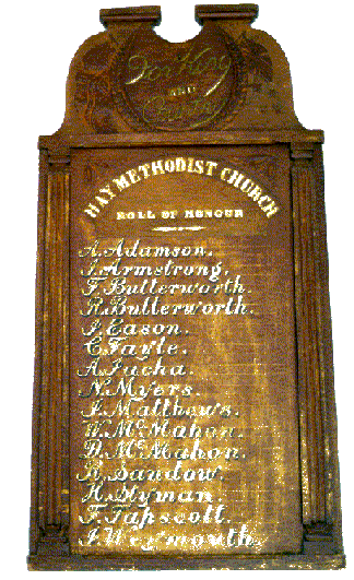 Great War Honour Board, Hay Methodist church